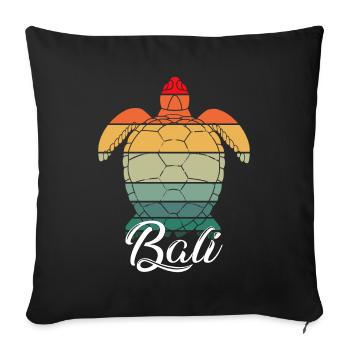 Bali - Indonésie - Tortue - Housse de coussin décorative 45 x 45 cm - noir - Devant