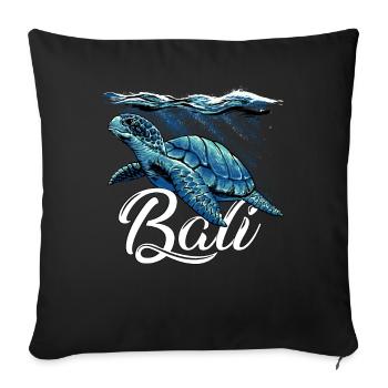 Bali - Indonésie - Tortue - Housse de coussin décorative 45 x 45 cm - noir - Devant