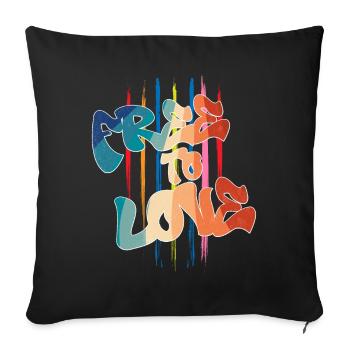 Free To Love - Sofa pillowcase 17,3'' x 17,3'' (45 x 45 cm) - black - Front