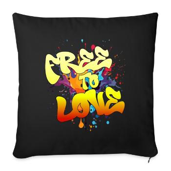 Free To Love - Sofa pillowcase 17,3'' x 17,3'' (45 x 45 cm) - black - Front
