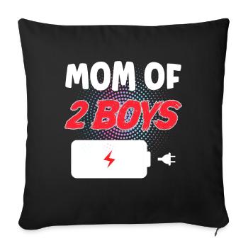 Maman de 2 garçons - Housse de coussin décorative 45 x 45 cm - noir - Devant