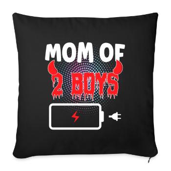 Maman de 2 garçons - Housse de coussin décorative 45 x 45 cm - noir - Devant