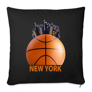Horizon de basket-ball vintage de New York - Housse de coussin décorative 45 x 45 cm - noir - Devant