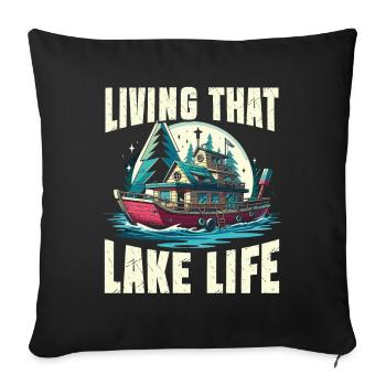 Living that lake life - Sofakissenbezug 45 x 45 cm - Schwarz - Vorne