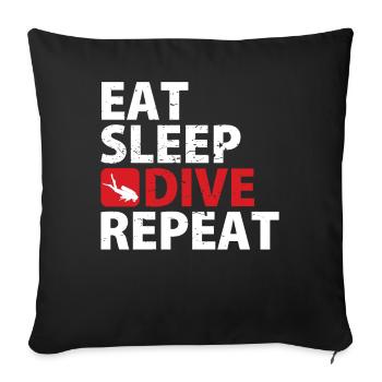 Eat Sleep Dive Repeat - Sofa pillowcase 17,3'' x 17,3'' (45 x 45 cm) - black - Front