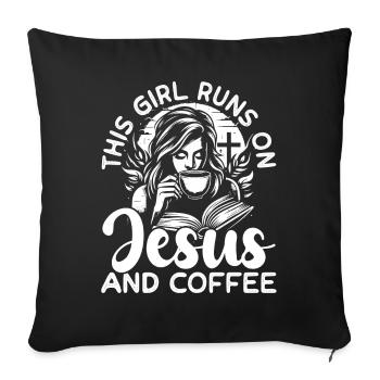 This girl runs on Jesus and Coffee - Sofa pillowcase 17,3'' x 17,3'' (45 x 45 cm) - black - Front