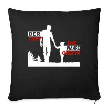 Der Chef die wahre Chefin Papa & Tochter - Sofakissenbezug 45 x 45 cm - Schwarz - Vorne
