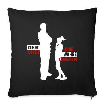 Der Chef die wahre Chefin Papa & Tochter - Sofakissenbezug 45 x 45 cm - Schwarz - Vorne