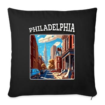 Vintage Philadelphia Retro Design - Sofa pillowcase 17,3'' x 17,3'' (45 x 45 cm) - black - Front