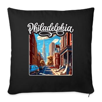 Vintage Philadelphia Retro Design - Sofa pillowcase 17,3'' x 17,3'' (45 x 45 cm) - black - Front