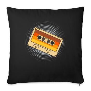Cassette Old School Musique Design Rétro - Housse de coussin décorative 45 x 45 cm - noir - Devant