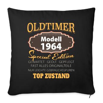 Modèle vintage 1964 bien conservé drôle Étiquette de naissance - Housse de coussin décorative 45 x 45 cm - noir - Devant