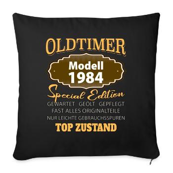 Modèle Vintage 1984 Bien Conservé Drôle Étiquette de Naissance - Housse de coussin décorative 45 x 45 cm - noir - Devant