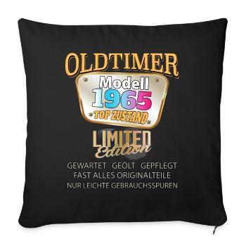 Modèle Vintage 1965 Bien Conservé Drôle Étiquette de Naissance - Housse de coussin décorative 45 x 45 cm - noir - Devant