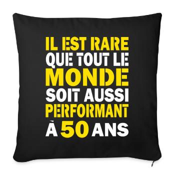 50 ans performant cadeau d'anniversaire 50 ans - Housse de coussin décorative 45 x 45 cm - noir - Devant