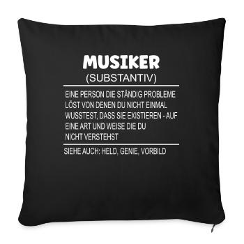 Wörterbuch Erklärung MUSIKER Held, Genie, Vorbild - Sofakissenbezug 45 x 45 cm - Schwarz - Vorne