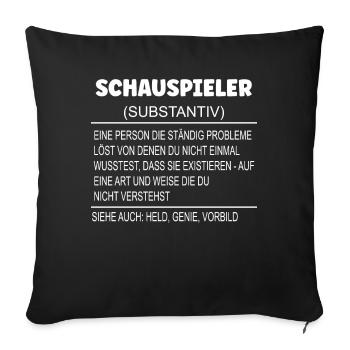 Wörterbuch Erklärung SCHAUSPIELER Held, Genie - Sofakissenbezug 45 x 45 cm - Schwarz - Vorne