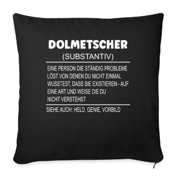 Wörterbuch Erklärung DOLMETSCHER Held, Genie, Vorb - Sofakissenbezug 45 x 45 cm - Schwarz - Vorne