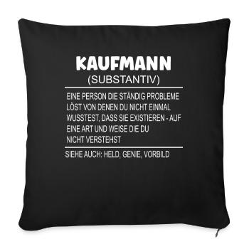 Wörterbuch Erklärung KAUFMANN Held, Genie, Vorbild - Sofakissenbezug 45 x 45 cm - Schwarz - Vorne