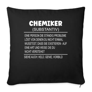 Wörterbuch Erklärung CHEMIKER Held, Genie, Vorbild - Sofakissenbezug 45 x 45 cm - Schwarz - Vorne
