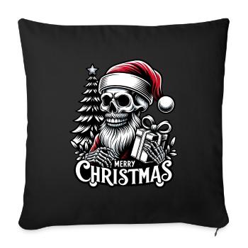Spooky Santa Claus Skull with Parcel - Sofa pillowcase 17,3'' x 17,3'' (45 x 45 cm) - black - Front