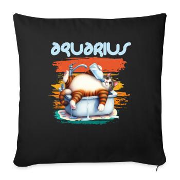Zodiac - Sternzeichen - Aquarius - Wassermann - Sofa pillowcase 17,3'' x 17,3'' (45 x 45 cm) - black - Front
