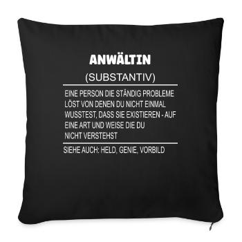 Wörterbuch Erklärung Anwältin Held, Genie, Vorbild - Sofakissenbezug 45 x 45 cm - Schwarz - Vorne