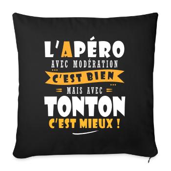 Tonton Cadeau Humour oncle cadeau tonton - Housse de coussin décorative 45 x 45 cm - noir - Devant