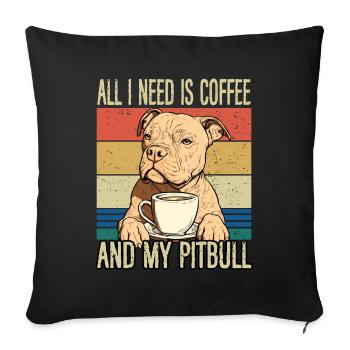 Le café et mon pitbull - Housse de coussin décorative 45 x 45 cm - noir - Devant