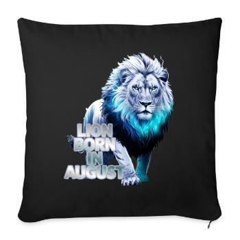 Signe du zodiaque Lion - né en août - Housse de coussin décorative 45 x 45 cm - noir - Devant