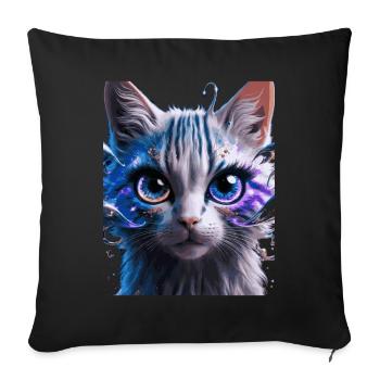 Space Cat - Sofa pillowcase 17,3'' x 17,3'' (45 x 45 cm) - black - Front