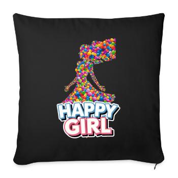 Happy Girl - Sofa pillowcase 17,3'' x 17,3'' (45 x 45 cm) - black - Front