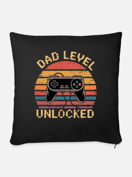 Dad level unlocked - Sofakissenbezug 45 x 45 cm - Schwarz