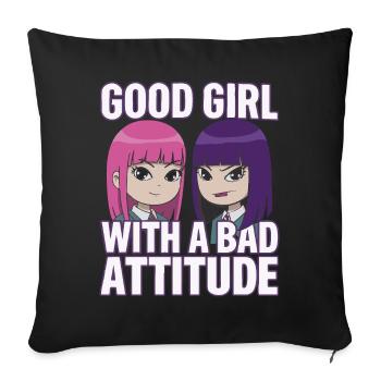 Une bonne fille avec une mauvaise attitude - Housse de coussin décorative 45 x 45 cm - noir - Devant