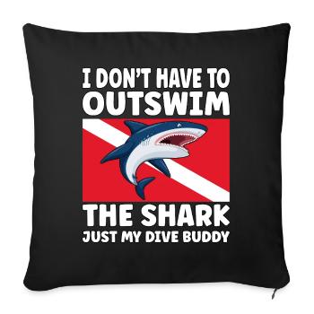 Plongée sous-marine amusante – Citation de Outswim the Shark - Housse de coussin décorative 45 x 45 cm - noir - Devant