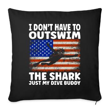 Plongée sous-marine amusante – Citation de Outswim the Shark - Housse de coussin décorative 45 x 45 cm - noir - Devant