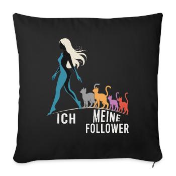 Moi et mes abonnés – Cat Humor Design - Housse de coussin décorative 45 x 45 cm - noir - Devant