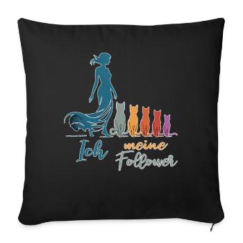 Me & My Followers – Cat Humor Design - Sofa pillowcase 17,3'' x 17,3'' (45 x 45 cm) - black - Front