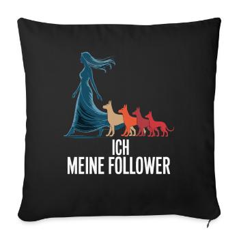 Moi et mes abonnés – Dog Humor Design - Housse de coussin décorative 45 x 45 cm - noir - Devant