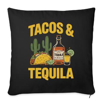 Tacos & Tequila – Fiesta Design for Mexico Fans - Sofa pillowcase 17,3'' x 17,3'' (45 x 45 cm) - black - Front