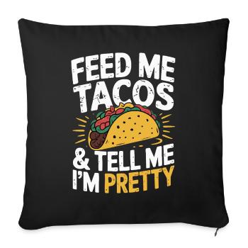 Taco Design - Nourris-moi et dis que je suis jolie - Housse de coussin décorative 45 x 45 cm - noir - Devant