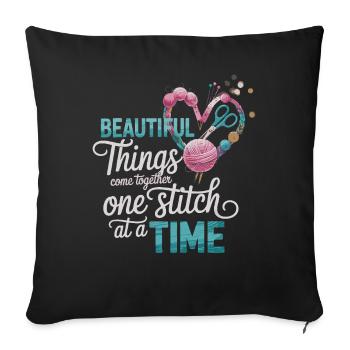 Sewing design – stitch by stitch to beauty - Sofa pillowcase 17,3'' x 17,3'' (45 x 45 cm) - black - Front