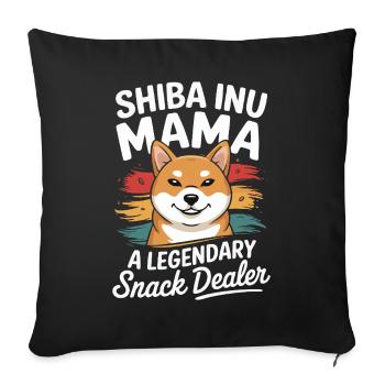 Shiba Inu Mama, Legendary Snack Dealer - Sofa pillowcase 17,3'' x 17,3'' (45 x 45 cm) - black - Front