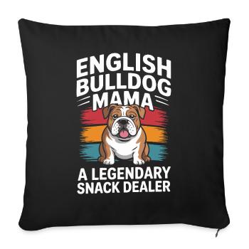Maman bouledogue anglais, marchand de collations légendaire - Housse de coussin décorative 45 x 45 cm - noir - Devant
