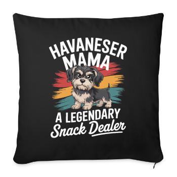 Maman bichon havanaise, vendeuse de snacks légendaire - Housse de coussin décorative 45 x 45 cm - noir - Devant