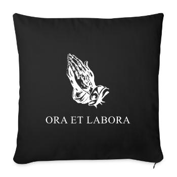 Prie et travaille latin blanc - Housse de coussin décorative 45 x 45 cm - noir - Devant
