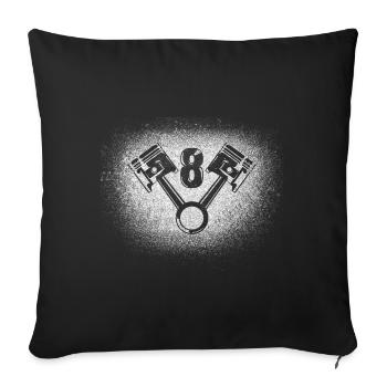 V8 engine design for eight-cylinder car fans - Sofa pillowcase 17,3'' x 17,3'' (45 x 45 cm) - black - Front
