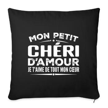 Cadeau chéri d'amour je t'aime de tout mon cœur - Housse de coussin décorative 45 x 45 cm - noir - Devant