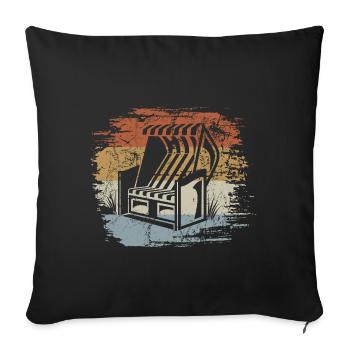 Rétro - Vintage - Chaise de plage Silhouette - Housse de coussin décorative 45 x 45 cm - noir - Devant