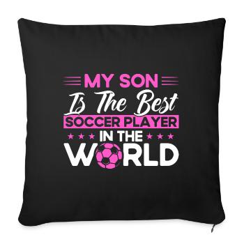 Football Maman Sports Fan Football Cadeau - Housse de coussin décorative 45 x 45 cm - noir - Devant